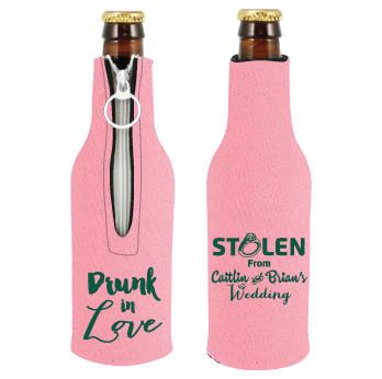 Zipper Beer Bottle Koozie (Hot Pink)