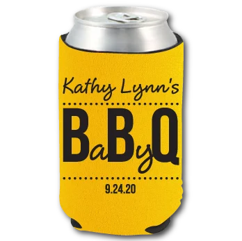 Neoprene cooler with a bold personalized barbecue design