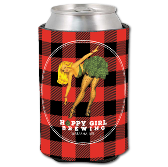 Full-color foam cooler with a photograph and plaid background