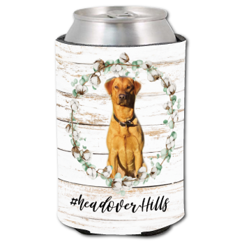Full-color foam cooler with a pet photograph and floral frame