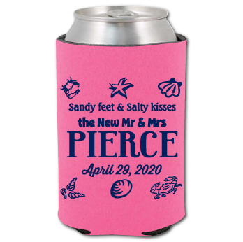 Premium cooler with a family name, seashells and wedding date