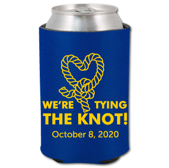 Standard cooler with a wedding knot graphic and date