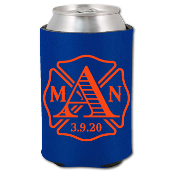 Standard cooler with a fire department monogram and date