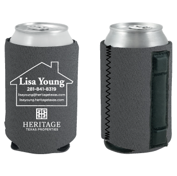 Magnetic cooler showing real-estate branding and the back magnet