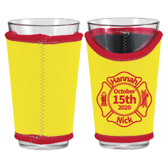 Premium Neoprene Pint Glass Coolie with Custom Edging personalized design example 3