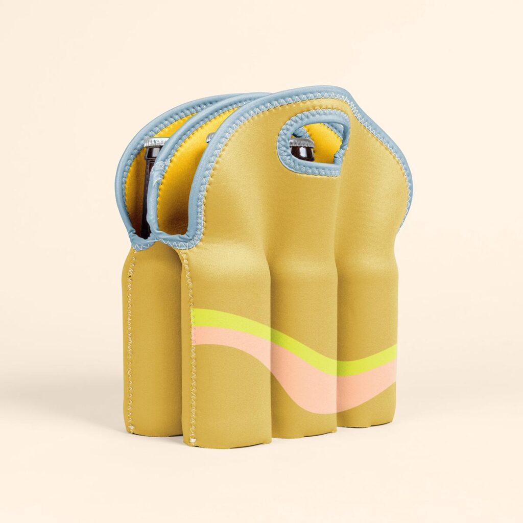 Personalized neoprene six-pack tote for six longneck bottles